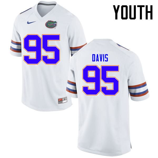 NCAA Florida Gators Keivonnis Davis Youth #95 Nike White Stitched Authentic College Football Jersey RHO4464ZZ